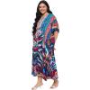 imageCaftans for Women Plus Size Polyester Beach Kaftan Cover Up African Long Kimonos Printed House DressesRoyal Blue Floral Print