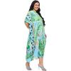 imageCaftans for Women Plus Size Polyester Beach Kaftan Cover Up African Long Kimonos Printed House DressesSky Blue and Green