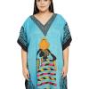 imageCaftans for Women Plus Size Polyester Beach Kaftan Cover Up African Long Kimonos Printed House DressesTurquoise Blue