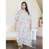 imageCaftans for Women Plus Size Polyester Beach Kaftan Cover Up African Long Kimonos Printed House DressesWhite Floral