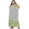 imageCaftans for Women Plus Size Polyester Beach Kaftan Cover Up African Long Kimonos Printed House DressesWhite Palm Leaf