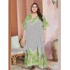imageCaftans for Women Plus Size Polyester Beach Kaftan Cover Up African Long Kimonos Printed House DressesWhite Palm Leaf