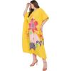 imageCaftans for Women Plus Size Polyester Beach Kaftan Cover Up African Long Kimonos Printed House DressesYellow Flower Print