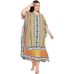 imageCaftans for Women Plus Size Polyester Beach Kaftan Cover Up African Long Kimonos Printed House DressesBrown  Grey