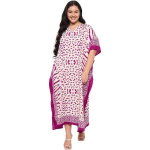 imageCaftans for Women Plus Size Polyester Beach Kaftan Cover Up African Long Kimonos Printed House DressesPurple