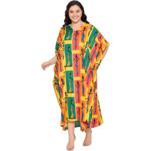 imageCaftans for Women Plus Size Polyester Beach Kaftan Cover Up African Long Kimonos Printed House DressesSunflower Yellow