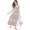 imageGypsie Blu Maxi Resort Wear Women Off Shoulder Summer Dress Elastic Casual Tube Dress for Ladies Turquoise Floral Maxi Tube Dress 3X