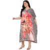 imagePlus Size Women Kaftan Dress Polyester Long Beach Cover Up Maxi Mumu Dresses for Bathing CaftanBlack  White Animal