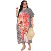 imagePlus Size Women Kaftan Dress Polyester Long Beach Cover Up Maxi Mumu Dresses for Bathing CaftanBlack  White Animal