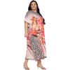 imagePlus Size Women Kaftan Dress Polyester Long Beach Cover Up Maxi Mumu Dresses for Bathing CaftanBlack  White Animal