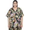 imagePlus Size Women Kaftan Dress Polyester Long Beach Cover Up Maxi Mumu Dresses for Bathing CaftanBlack Leaf