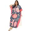 imagePlus Size Women Kaftan Dress Polyester Long Beach Cover Up Maxi Mumu Dresses for Bathing CaftanDark Teal Blue