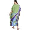 imagePlus Size Women Kaftan Dress Polyester Long Beach Cover Up Maxi Mumu Dresses for Bathing CaftanLeaf Green