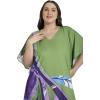 imagePlus Size Women Kaftan Dress Polyester Long Beach Cover Up Maxi Mumu Dresses for Bathing CaftanLeaf Green