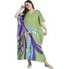 imagePlus Size Women Kaftan Dress Polyester Long Beach Cover Up Maxi Mumu Dresses for Bathing CaftanLeaf Green
