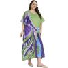 imagePlus Size Women Kaftan Dress Polyester Long Beach Cover Up Maxi Mumu Dresses for Bathing CaftanLeaf Green