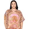 imagePlus Size Women Kaftan Dress Polyester Long Beach Cover Up Maxi Mumu Dresses for Bathing CaftanLight Brown