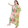 imagePlus Size Women Kaftan Dress Polyester Long Beach Cover Up Maxi Mumu Dresses for Bathing CaftanMulti Leaf
