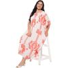 imagePlus Size Women Kaftan Dress Polyester Long Beach Cover Up Maxi Mumu Dresses for Bathing CaftanOrange  White
