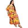 imagePlus Size Women Kaftan Dress Polyester Long Beach Cover Up Maxi Mumu Dresses for Bathing CaftanOrangeyellow