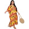 imagePlus Size Women Kaftan Dress Polyester Long Beach Cover Up Maxi Mumu Dresses for Bathing CaftanOrangeyellow
