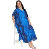 imagePlus Size Women Kaftan Dress Polyester Long Beach Cover Up Maxi Mumu Dresses for Bathing CaftanRoyal Blue