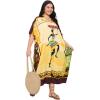imagePlus Size Women Kaftan Dress Polyester Long Beach Cover Up Maxi Mumu Dresses for Bathing CaftanYellow Tribal