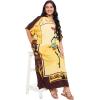 imagePlus Size Women Kaftan Dress Polyester Long Beach Cover Up Maxi Mumu Dresses for Bathing CaftanYellow Tribal