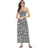 imageWomen Casual Maxi Tube Dress Bohemian Smocked Dresses Vintage Halter Summer Sundresses Printed Top Beachwear XL Black ampamp White Floral