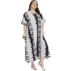 imageWomen Plus Size Caftans Polyester Bathing Suit Cover Up Dubai Kaftan Maxi House Dresses for SummerBlack  White Geometric
