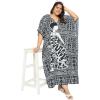 imageWomen Plus Size Caftans Polyester Bathing Suit Cover Up Dubai Kaftan Maxi House Dresses for SummerBlack  White Lady Tribal