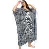 imageWomen Plus Size Caftans Polyester Bathing Suit Cover Up Dubai Kaftan Maxi House Dresses for SummerBlack  White Lady Tribal