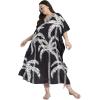 imageWomen Plus Size Caftans Polyester Bathing Suit Cover Up Dubai Kaftan Maxi House Dresses for SummerBlack Coconut Tree