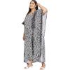 imageWomen Plus Size Caftans Polyester Bathing Suit Cover Up Dubai Kaftan Maxi House Dresses for SummerBlack Ethnic Print