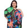 imageWomen Plus Size Caftans Polyester Bathing Suit Cover Up Dubai Kaftan Maxi House Dresses for SummerBlack Tropical Floral
