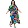 imageWomen Plus Size Caftans Polyester Bathing Suit Cover Up Dubai Kaftan Maxi House Dresses for SummerBlack Tropical Floral