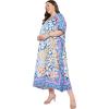 imageWomen Plus Size Caftans Polyester Bathing Suit Cover Up Dubai Kaftan Maxi House Dresses for SummerBlue Abstract Print