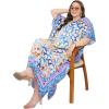 imageWomen Plus Size Caftans Polyester Bathing Suit Cover Up Dubai Kaftan Maxi House Dresses for SummerBlue Abstract Print