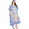 imageWomen Plus Size Caftans Polyester Bathing Suit Cover Up Dubai Kaftan Maxi House Dresses for SummerBlue Abstract Print