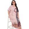 imageWomen Plus Size Caftans Polyester Bathing Suit Cover Up Dubai Kaftan Maxi House Dresses for SummerBrown Lady Print
