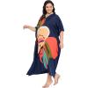 imageWomen Plus Size Caftans Polyester Bathing Suit Cover Up Dubai Kaftan Maxi House Dresses for SummerDeep Navy Blue