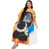 imageWomen Plus Size Caftans Polyester Bathing Suit Cover Up Dubai Kaftan Maxi House Dresses for SummerGradient Orange
