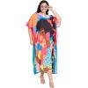 imageWomen Plus Size Caftans Polyester Bathing Suit Cover Up Dubai Kaftan Maxi House Dresses for SummerMulticolour Lady Print