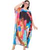imageWomen Plus Size Caftans Polyester Bathing Suit Cover Up Dubai Kaftan Maxi House Dresses for SummerMulticolour Lady Print