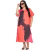 imageWomen Plus Size Caftans Polyester Bathing Suit Cover Up Dubai Kaftan Maxi House Dresses for SummerTangerinered