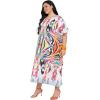 imageWomen Plus Size Caftans Polyester Bathing Suit Cover Up Dubai Kaftan Maxi House Dresses for SummerWhite Abstract