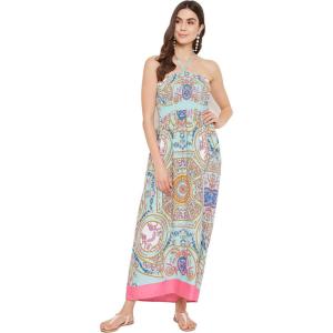 imageGypsie Blu Maxi Resort Wear Women Off Shoulder Summer Dress Elastic Casual Tube Dress for Ladies Turquoise Floral Maxi Tube Dress 3X