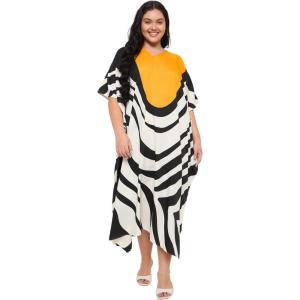 imageWomen Plus Size Caftans Polyester Bathing Suit Cover Up Dubai Kaftan Maxi House Dresses for SummerBlack  White Geometric Stripe