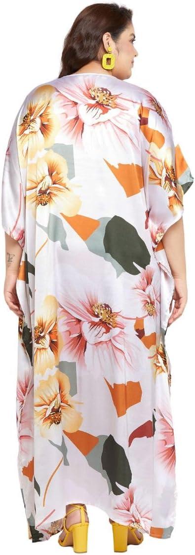 imageCaftans for Women Plus Size Long Satin Pocket Kaftan Dress Beach Swimsuit Cover Up Maxi House DressesBlanc De Blanc
