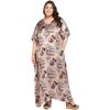 imageCaftans for Women Plus Size Long Satin Pocket Kaftan Dress Beach Swimsuit Cover Up Maxi House DressesBeige